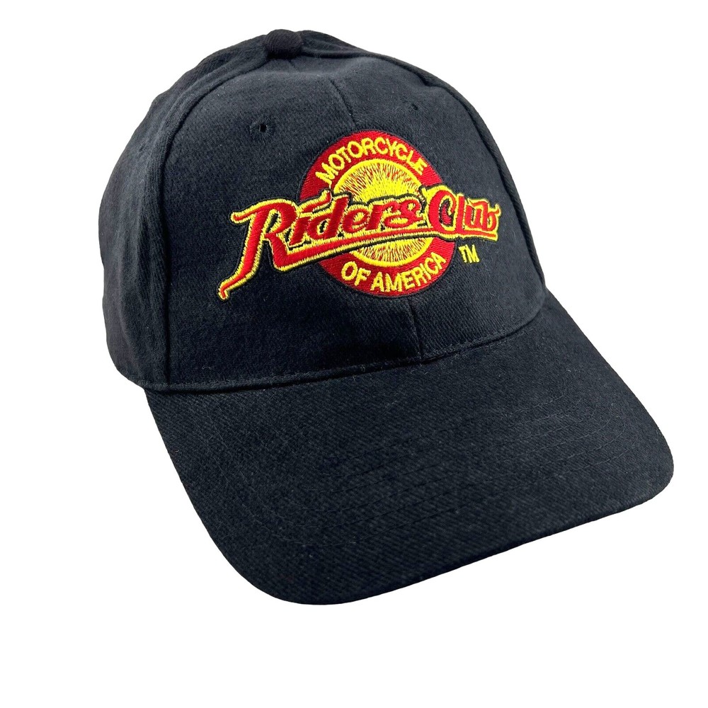 Ball Cap Motorcycle Riders Club of America, Black w/Red, Yellow Stitching Buckle